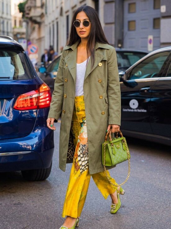 Baby Phat Jackets & Blazers - Baby Phat Double-Breasted Green Chameleon Leopard Camo Green Trench Coat